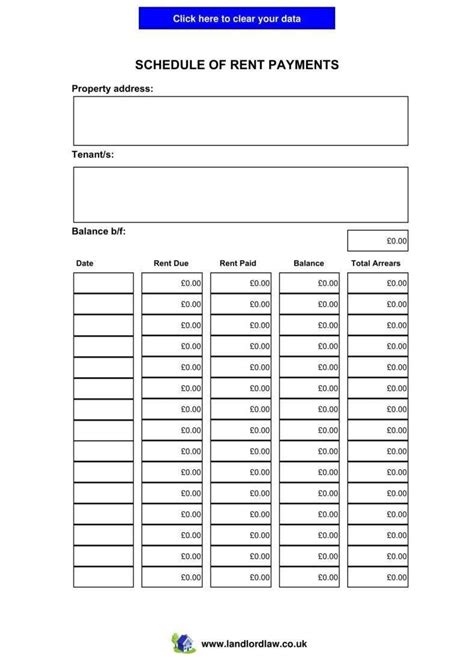 Rent Payment Schedule Template