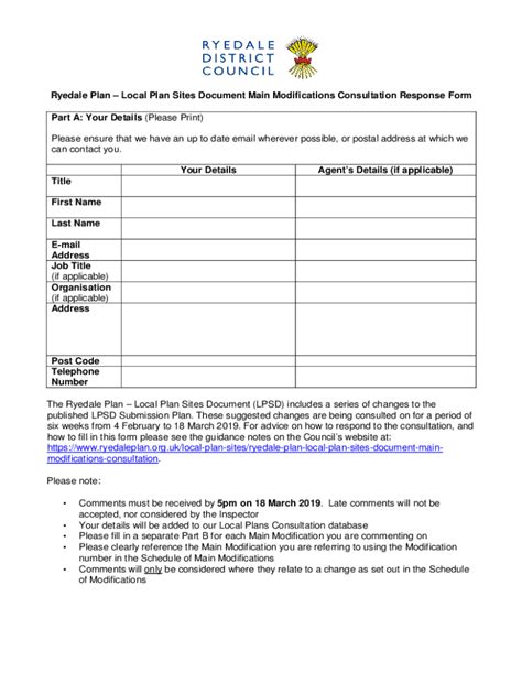 Fillable Online Ryedaleplan Org Response Form Mods Final To Amend Docx