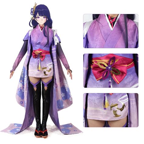 Genshin Impact Raiden Ei Beelzebul Full Kimono Cosplay Costume Set