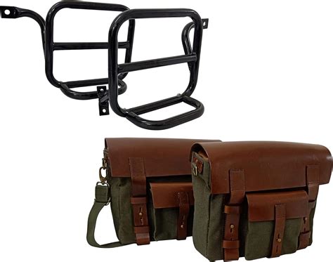 Royal Enfield 500cc Classic Bike Saddle Bag Pair With Fitting Frame Automotive