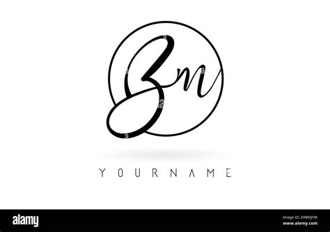 Handwritten Letters Bm Logo Design With Simple Circle Vector