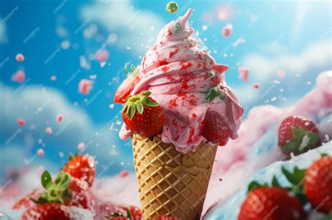 Premium Ai Image Strawberry Chocolate Ice Cream