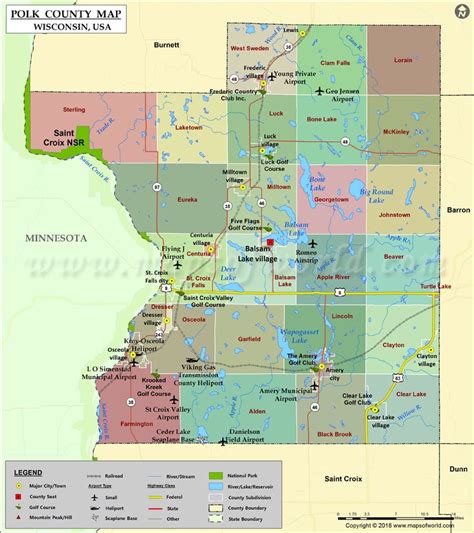 Polk County Map, Wisconsin