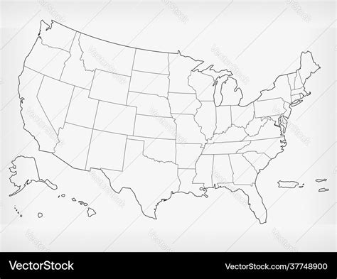 Usa map united states blank outline doodle Vector Image