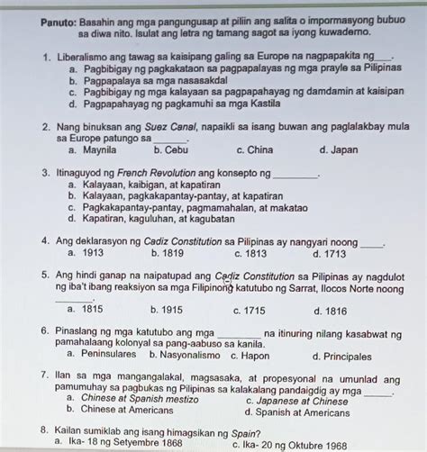 Panuto Basahin Ang Mga Pangungusap At Pilin Ang Salita O Impormasyong