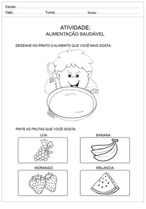 Atividades Sobre Alimentação Para Educação Infantil — SÓ Escola