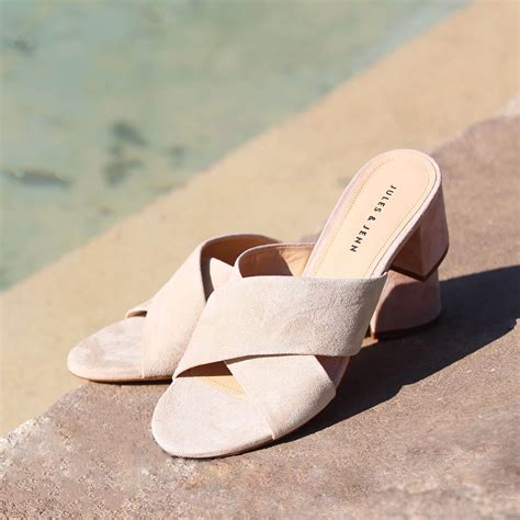 Mules Talon Cuir Daim Beige Fabriqu Es Au Portugal Jules Jenn