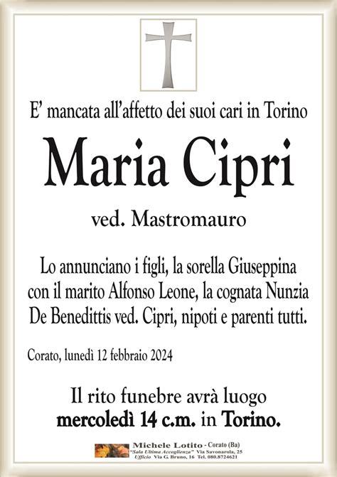 MARIA CIPRI Ved Mastromauro Corato Necrologi Web