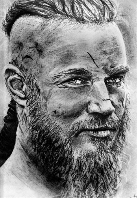 Beautiful Black And White Ragnar Lothbrok Drawing Desenhos Realistas