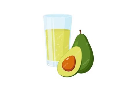 Premium Vector Avocado Smoothie In Glass With Avocado Fruit Flat