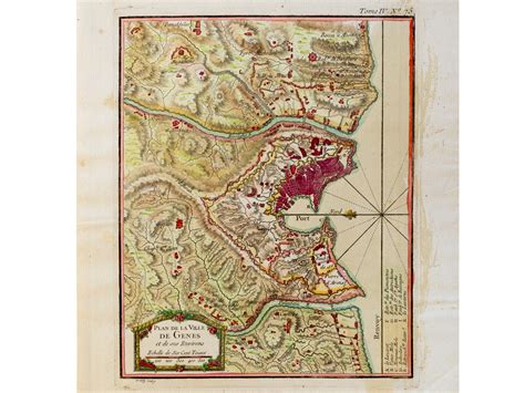 Plan De La Ville De Geneve Copper Engraved Map Hand Colored 18th