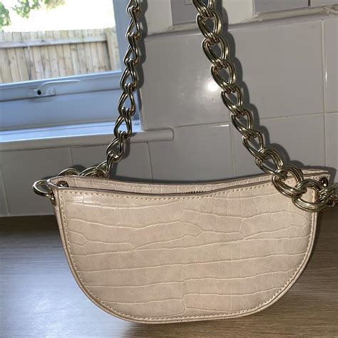 Zara Nude Shoulder Bag With Gold Chain Only Used Depop