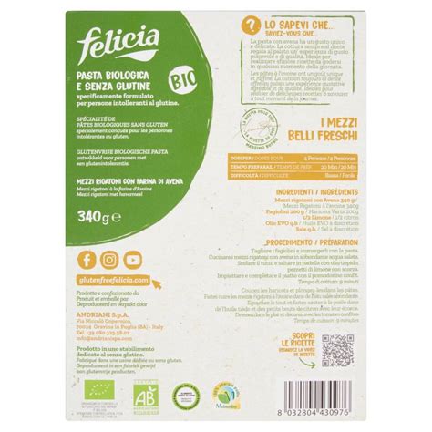 Felicia Mezzi Rigatoni Avena Con Farina Di Avena Integrale Bio G