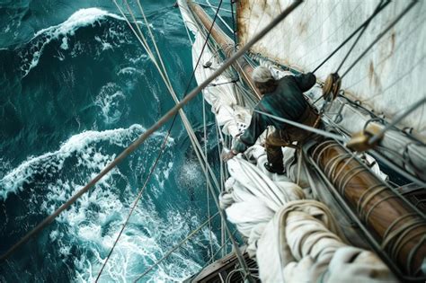Un Grupo De Marineros Que Trabajan Juntos Para Levantar Velas De
