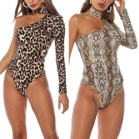 Buy Jumpsuits Women Fashion Sexy Hanging Neck Long Sleeve Leopard