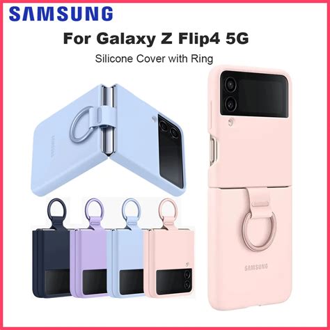 For Samsung Galaxy Z Flip4 Silicone Cover With Ring Case Back