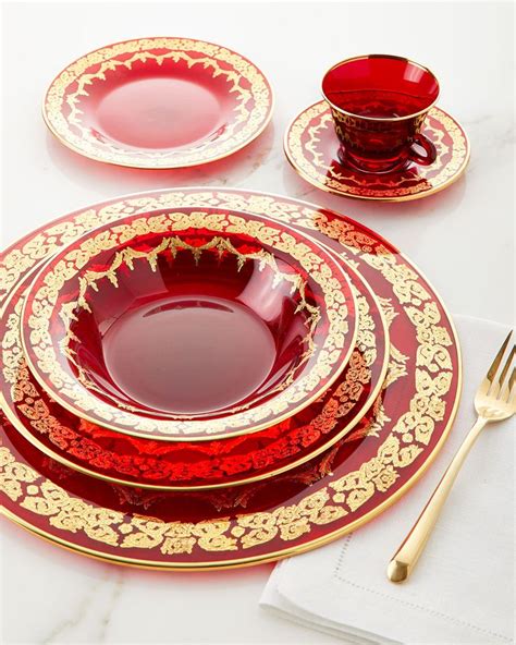 Neiman Marcus Red Oro Bello Dinner Plate Set Of 4 Red Dinnerware