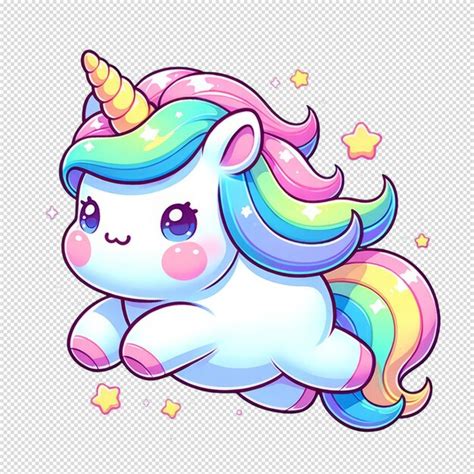 Premium Psd Cute Colorful Unicorns With Stars Illustration