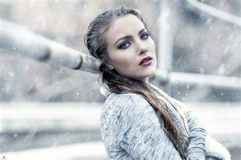 Wallpaper Face Women Model Depth Of Field Blue Eyes Looking At Viewer Alessandro Di