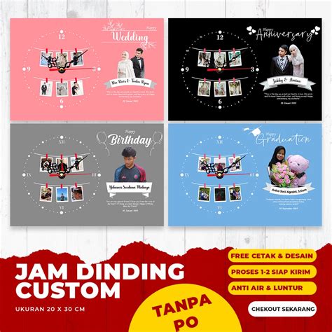 Jual Kado Ulang Tahun Jam Dinding Foto Custom Ukuran X Hadiah