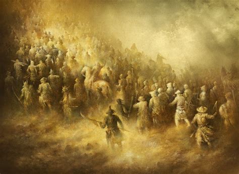 Wallpaper Painting Artwork Yellow Army Medieval Mythology Horde