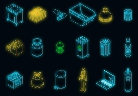 Premium Vector Waste Icons Set Vector Neon