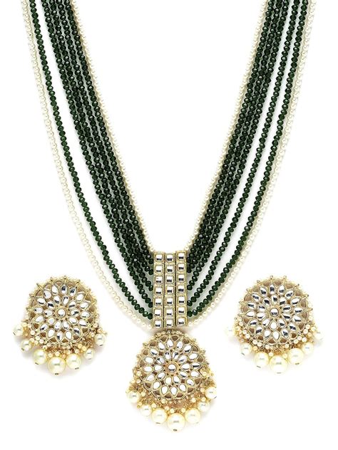 Buy Karatcart Gold Plated Green Crystal And Pearl Studded Kundan Rani