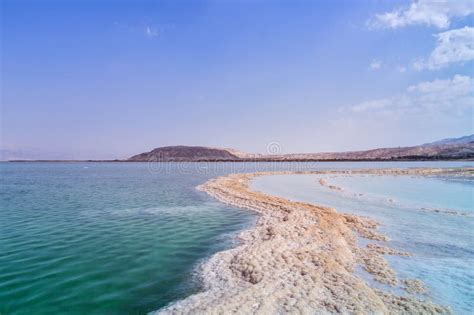 Israel. the Salt Flats of the Dead Sea. Blue Sky and Mountains in the ...