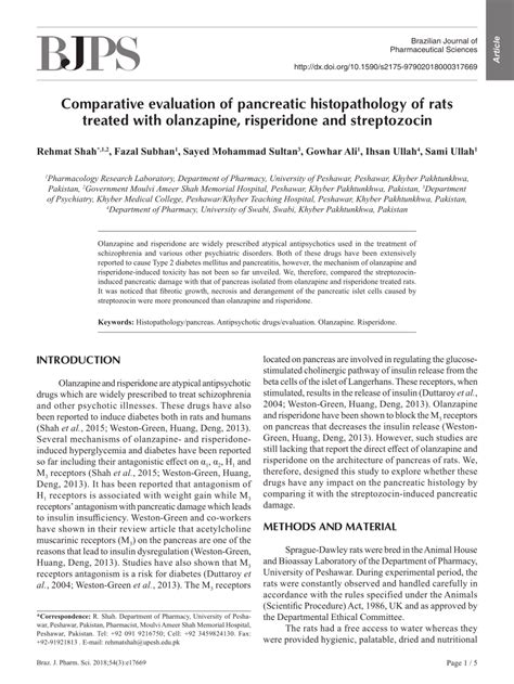 Pdf Comparative Evaluation Of Pancreatic Histopathology Of Rats