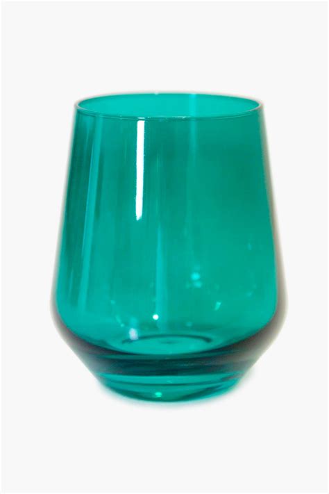 Emerald Green Stemless Wine Glasses Set Of 6 Estelle Colored Glass Tuckernuck