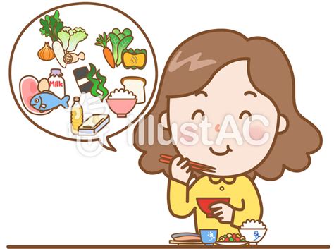 女性：バランスの良い食事イラスト No 834286／無料イラストなら「イラストac」