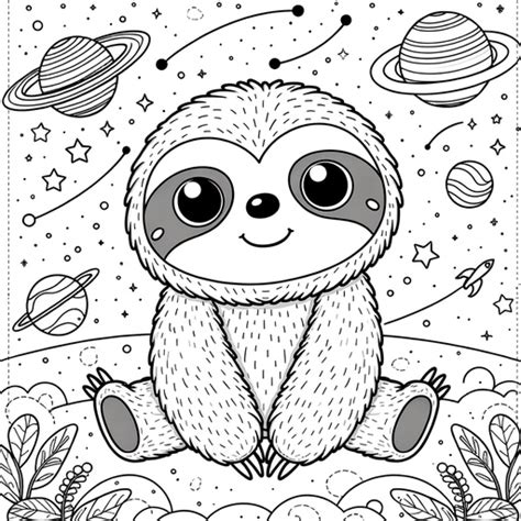 Space Sloth Coloring Page Free Printable Pages