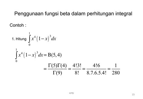 Fungsi Gamma Dan Beta Kalkulus Peubah Banyak PPT