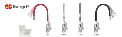 Ibergrif M22119 1 Red Kitchen Tap With Flex Spout Monobloc Sink