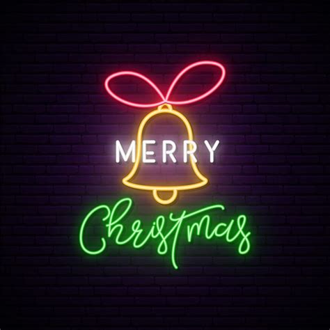 Premium Vector Merry Christmas Neon Signboard