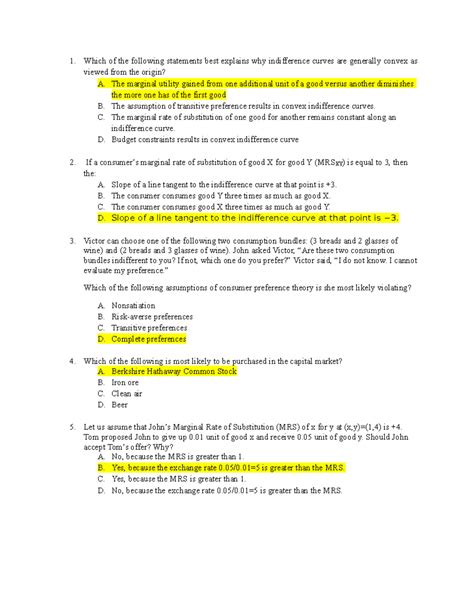 Econ Quiz Solved Principles Of Economics Which Of The Following