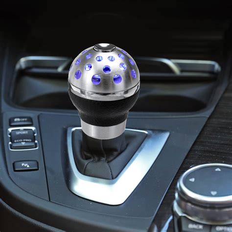 Universal Manual Gear Shifter Shift Knob With Red Blue Led Flashing