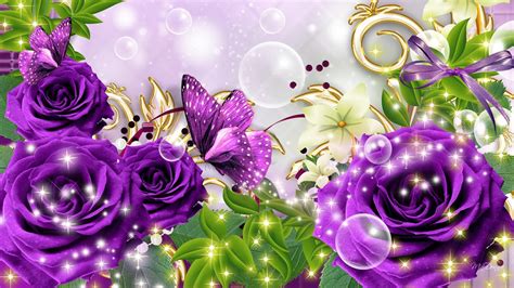 Alluring Fantastic Colorful Enchanting Purple Gold Illustration