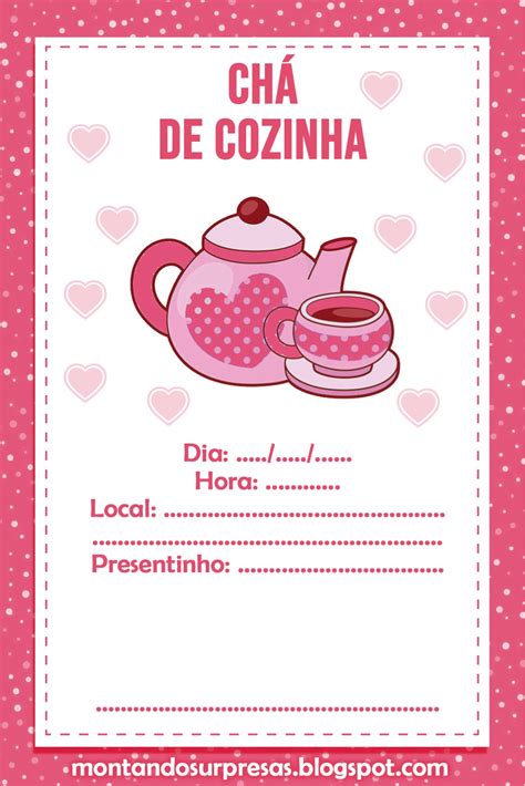 Convite Chá De Cozinha - Surpresa e Arte: CONVITE CHÁ DE COZINHA GRÁTIS - PRONTO PARA IMPRIMIR