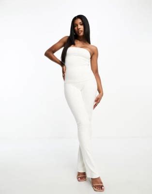 Naked Wardrobe Bandeau Tube Top And Trouser Co Ord In White Asos