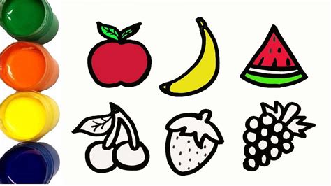 Легкий рисунок фрукты | Сурет салу жемістер | how to draw fruits - YouTube