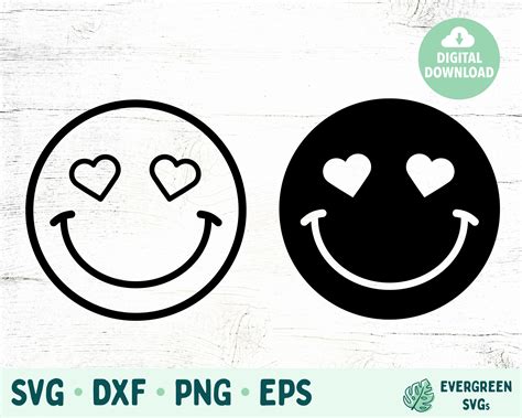 Smiley Face Svg Smiley Face With Heart Eyes Hippie Svg For Cricut And Silhouette Svg Files