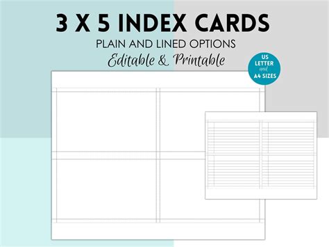 Printable 3x5 Index Card Blank Index Cards Printable Note Cards