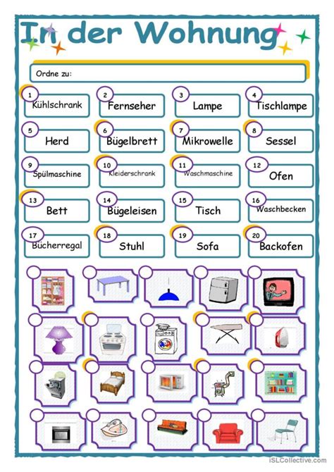 In der Wohnung Deutsch DAF Arbeitsblätter pdf doc