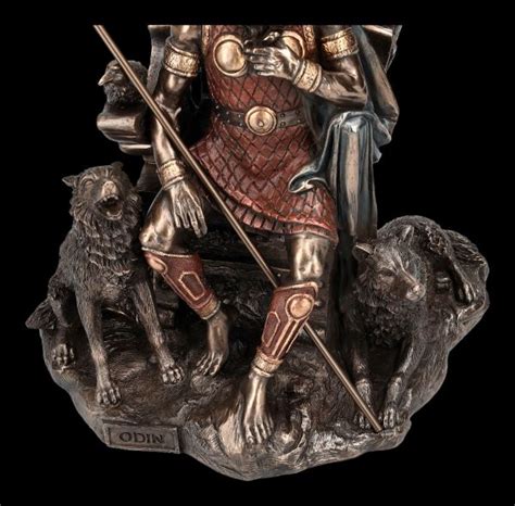 Odin Figurine With Wolves And Raven On Throne