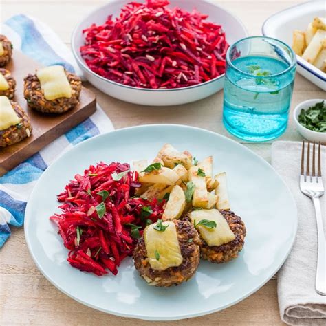 Naked Beef Burgers With Beetroot Carrot Salad And Chunky Chips My