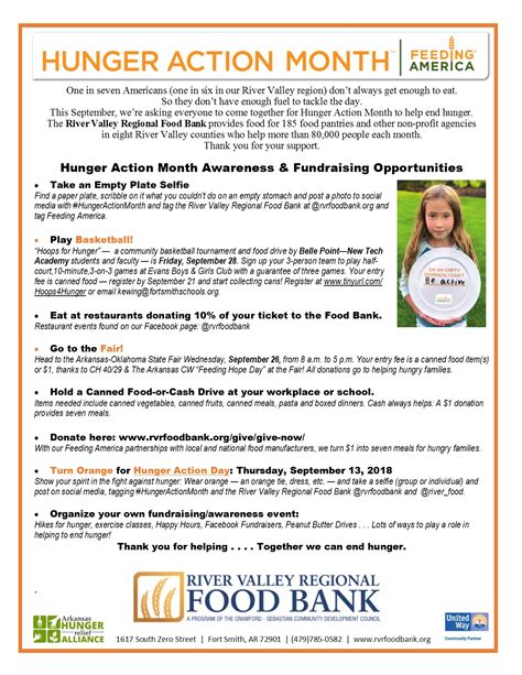 Food Bank Hunger Action Month Call To Action Flyer River Valley