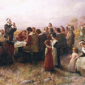 First Thanksgiving Vintage Art With Pilgrims & Indians for the Samsung Frame TV, First ...