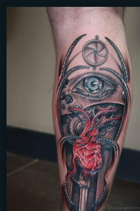 50 Wonderful Biomechanical Tattoos On Leg - Leg Tattoo Designs