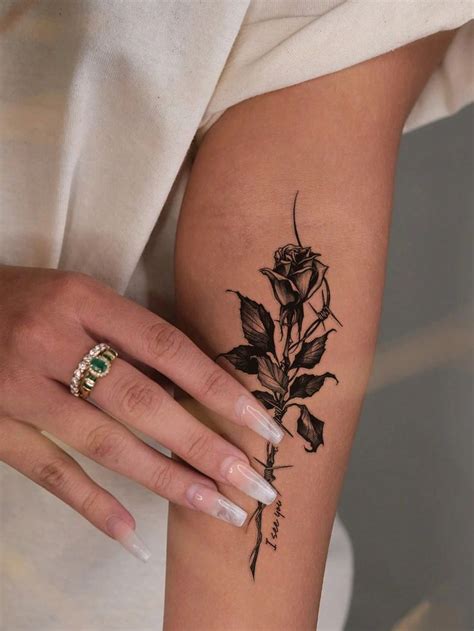 Hoja Pegatina Tatuaje Con Estampado De Rosa Tatuajes De Buen Gusto